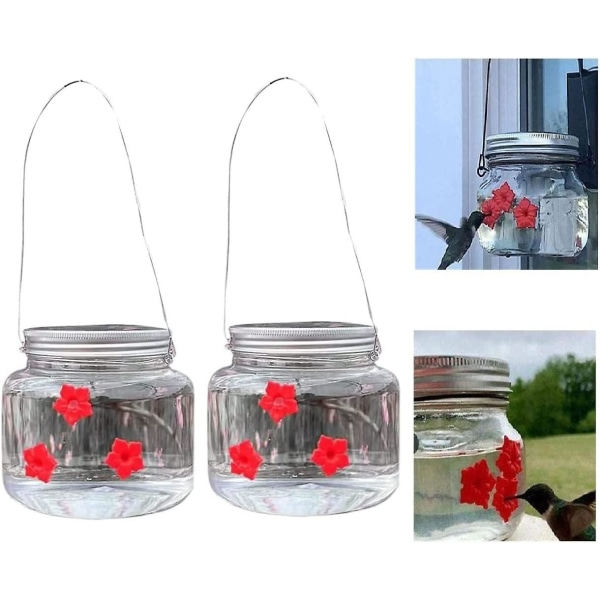 Mason Jar Kolibri Foder med 3 Porte, Lille Fugl Vild Fugl Foder