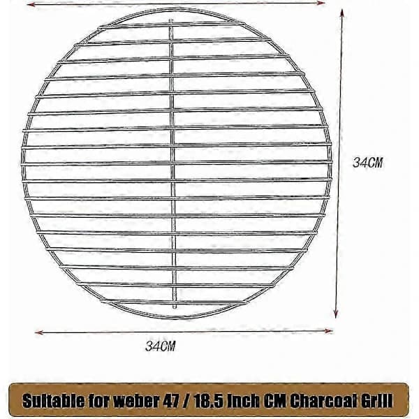 Udskiftning af kulgrillrist med forbedret luftstrøm og varmefastholdelse til Weber-grill 34 cm diameter
