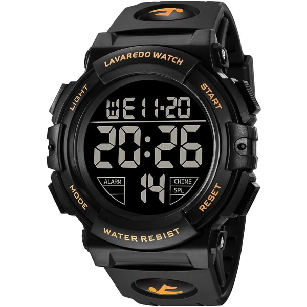 Herr digital watch - sport militär svart watch 50m vanntät utendørs Chronograph militär watch for män