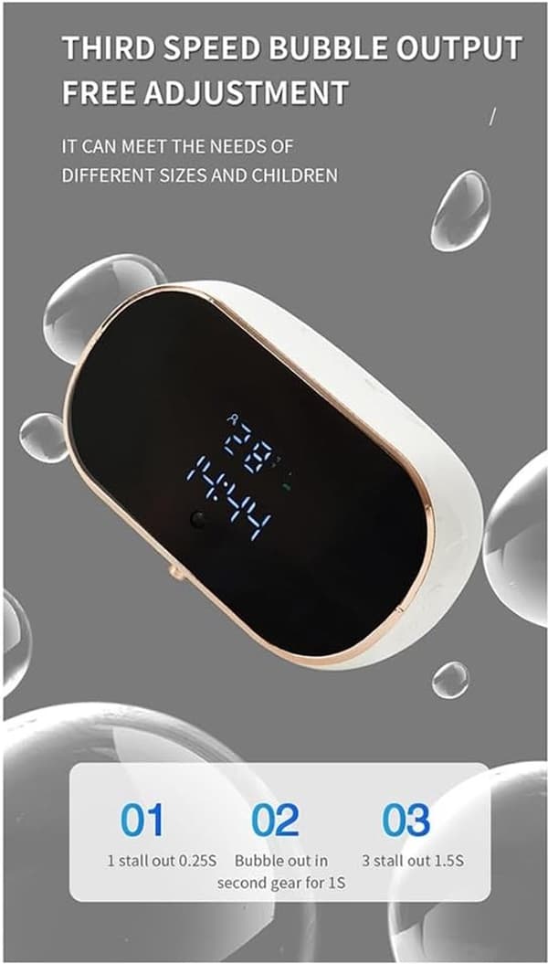 Automatisk Skum Sæbedispenser, Berøringsfri Infrarød Sensor, 350 ml, USB Genopladelig, Vægmonteret, Badeværelse Og Køkken, Sort