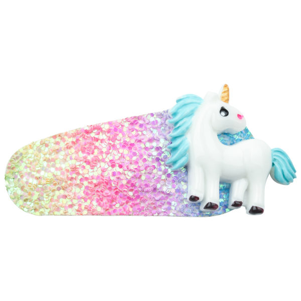 8 stk Unicorn Hårklemmer med Glitter Snap Clips Regnbue Barrettes