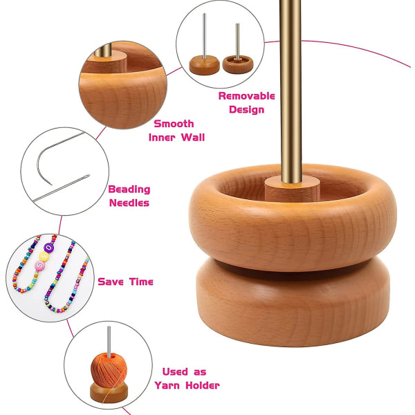 Träpärlsnurrahållare for armbandstillverkning Trådpärlsnurrasats for smyckesframställning beige