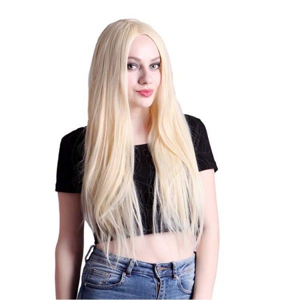 TG Dam Peruk - Långt, Rakt, Off-White Harajuku Ljusblond Kemisk Fiber Peruk för Festivalklädsel och Uppträdanden