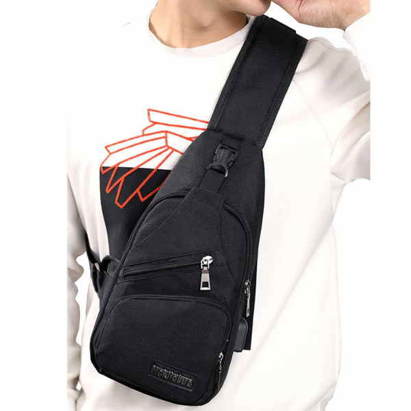 Axelväska Cross Body-taske til mænd Powerbank Outlet - Sort sort sort