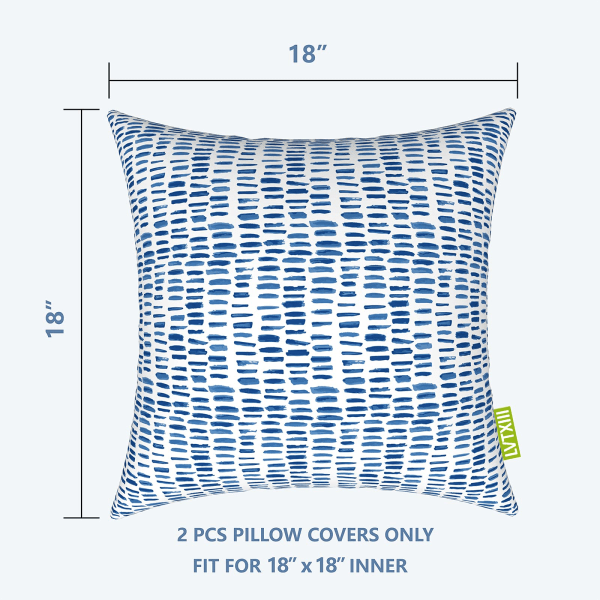 Kuddfodral för utomhus/inomhus, ENDAST fyrkantiga kuddfodral, moderna kuddfodral för soffa uteplats Soffdekoration 18 x 18, 2-pack, Pebble Blue