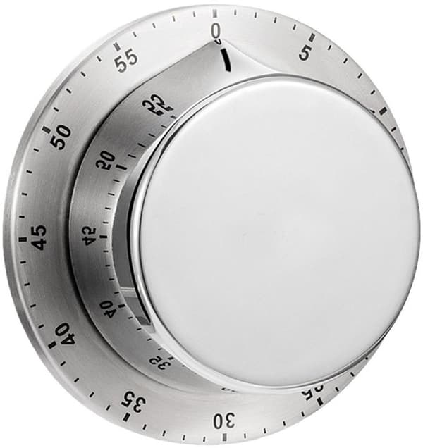 Mekanisk kökstimer, 304 rostfritt stål magnetisk matlagningstimer med 70dB högt larm, inget batteri behövs för matlagning bakning och klassrum, silver