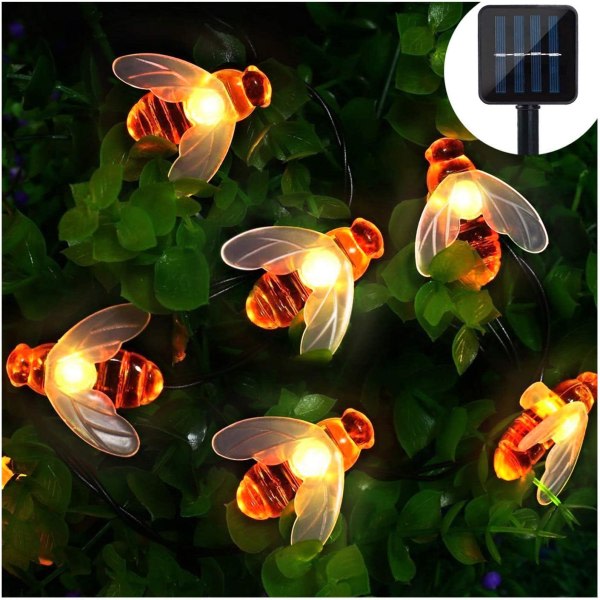 Galaxy Juledekorasjon 20 LED 5M Simulert Bie Solcellelys Utenfor Hage Bie Krans Lys Bryllup Dekorasjon Nattlampe