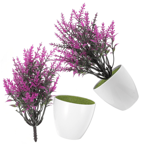 2 stk kunstig falsk bonsai potteplante realistisk simulering Bonsai dekor falsk potteplante (18X12CM, lilla)