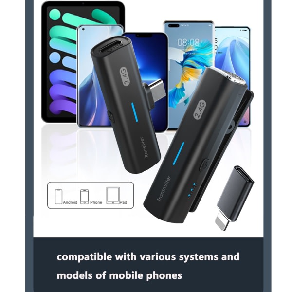 Lavalier Mikrofon Trådløs USB-C Klippmikrofon