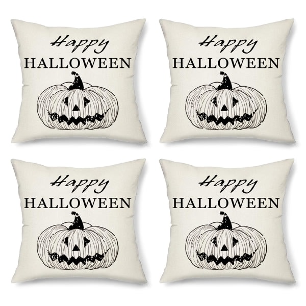 4 st Halloween Linne Kuddfodral Heminredning Soffa Kontorsstol