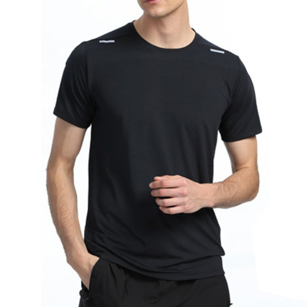 Svarta tränings T-shirts för män Quick Dry Performance Kortärmad XL