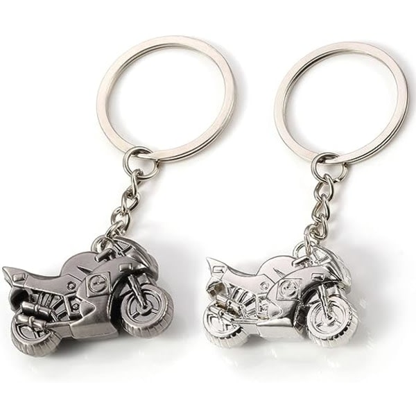 2 stykker Mini Motorsykkel Nyckelringar i kromad metall