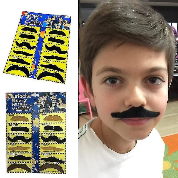 12:a Rolig falsk mustasch klistermärke Piratfest Dekoration Mustaschfest Fake skägg Morrhår Barn