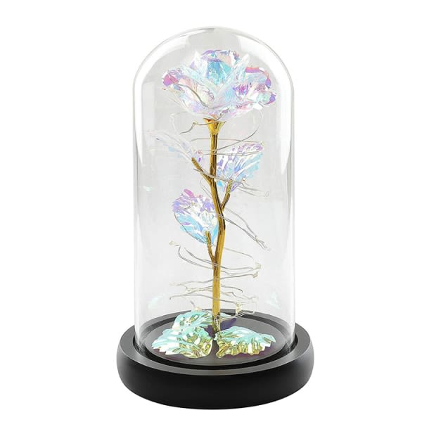 Galaxy Rose Mors Dag Gave til Mor Unik Kærlighed Mor Gave Farverig Kunstig Forever Blomst Glas Rose LED-lys Mors Dag Roser