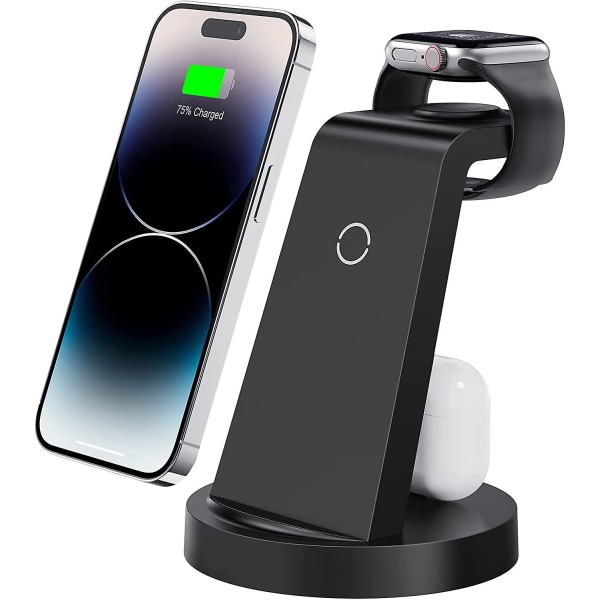 Flkwoh 3 In 1 Laddningsstation For Iphone, Trådløs Download For Iphone 14 13 12 11 X Pro Max & Apple Watch - Laddningssted Dock for Airpods [XC]