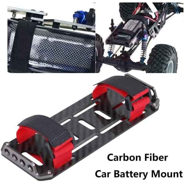 Galaxy RC bilbatteriplade Kolfiberbatteri monteringsplade med binde til 1/10 aksialt batteri