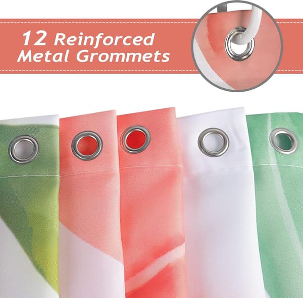 Duschdraperi, vattentät mögelresistent polyester med metallringar för badrum och badkar, persikamönster, 200 x 180 cm