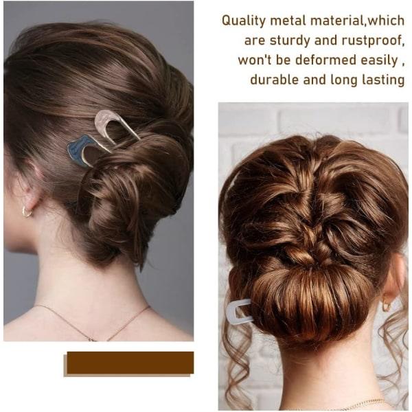 6 st metall U-formade hårnålar, franska hårnålar, hår Chignon Guld, silver