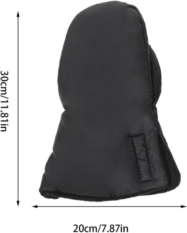 Barnevognshandsker, foldbare justerbare flannel håndmuffer, vind- og regnbeskyttelse til forældre, sort, 30 x 20 cm