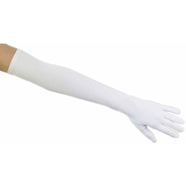 Matte Satin Opera Længde Handsker, Hvid