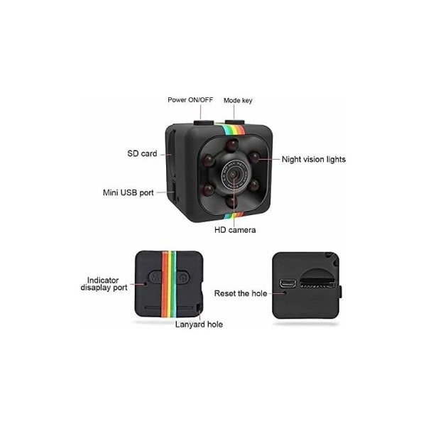 Mini Spionkamera, Full HD 1080P Mini Bil Dold DV DVR Kamera Spion Dash Cam IR Nattsyn (svart)