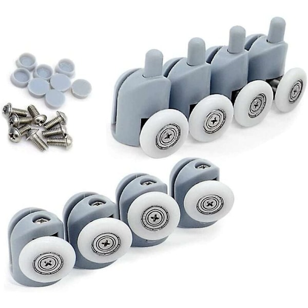 Duschdörrsrullar 8 Delar Duschdörrsrullar 23mm Duschdörrsrullar Duschkabinsrullar för Badrum, 4 Övre och 4 Nedre