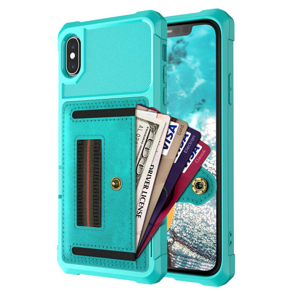 TG iPhone X/XS - Suojaava Kotelo Korttitaskulla Vihreä