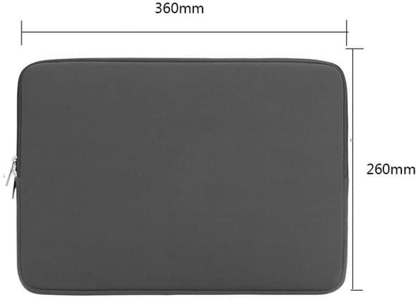 14 tommer laptop sleeve, polyester med neopren inderside, stød- og ridsebeskyttelse, ekstra lomme til arbejde og rejser, grå