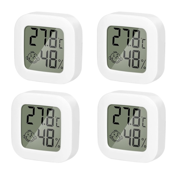 Romtermometer, 4-pakks digital hygrometer med fuktighetsindikator for barnerom/kontor/drivhus 4