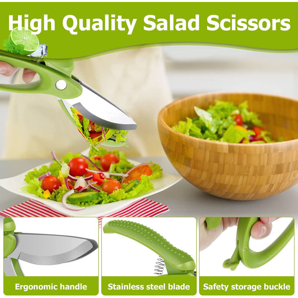 Salatsaks med dobbelt blad Vaskbar salathakker Saks Salatutstyr Multifunksjonell
