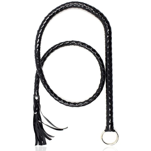 Imiterad l?der Black Whip Costume Whip Handgjord Bullwhip, Whip Costume Accessory