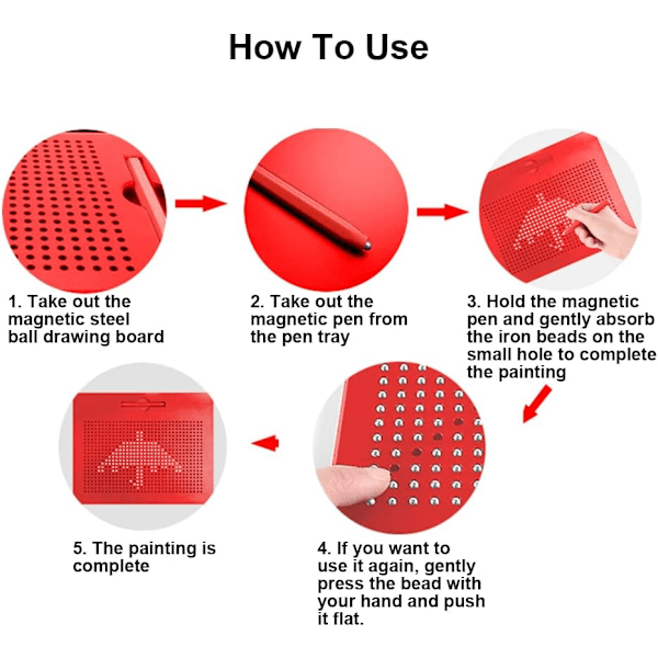 Stor Rød Magnetisk Tegnetavle til Børn, Afvisbar, Læringslegetøj med Pen og Stålkugle (17-19cm) röd Parent