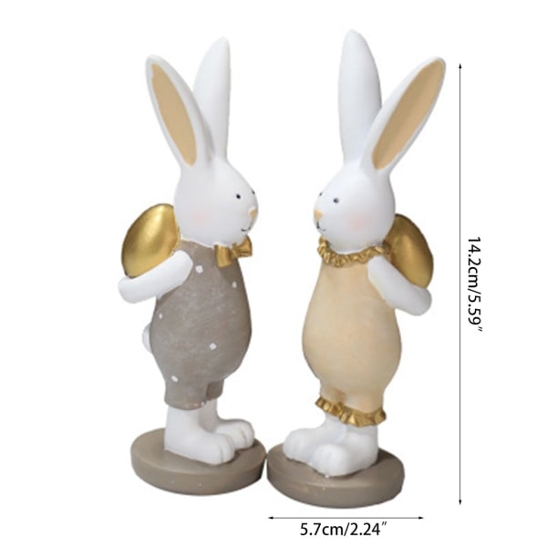 1 par Kaninfigur Ornament Mikrolandskab Statue Påskedekoration
