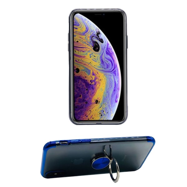 iPhone XS Max - Effektfullt Silikonskal med Ringhållare Blå