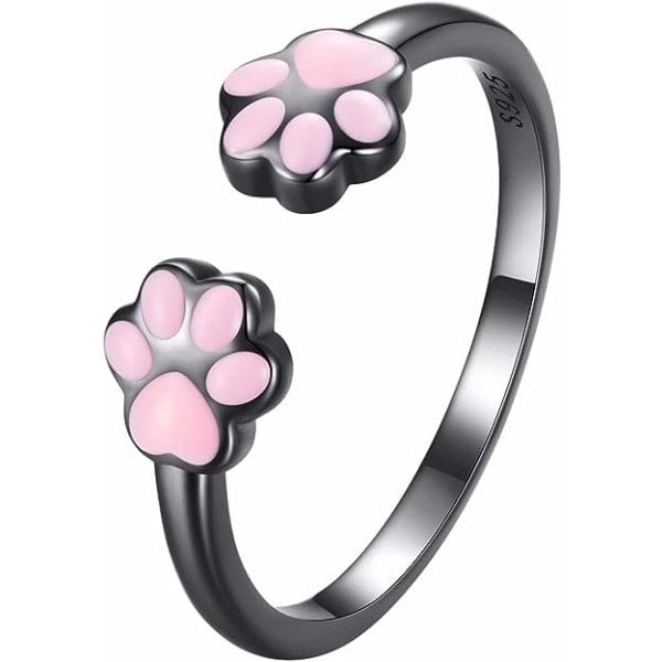 (S925 Sterling Silver) Kattekloring - Justerbar katt ring