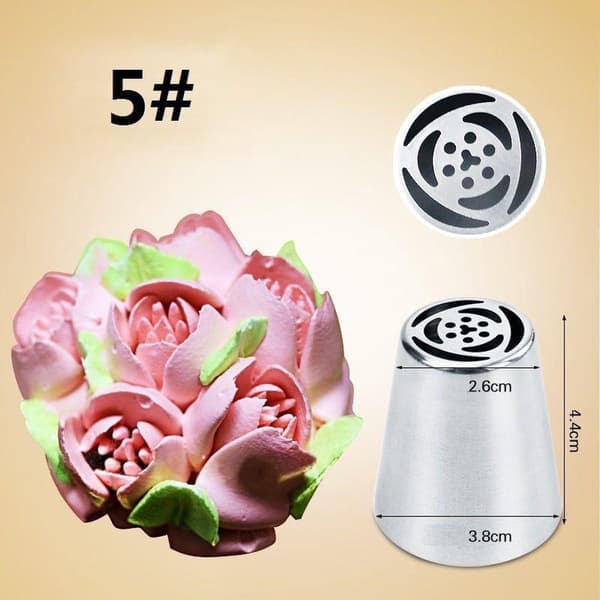 Sprøjtedyser - Rustfrit stål - Russisk - Blomster - Sæt med 7 dele til engangssprøjtepose