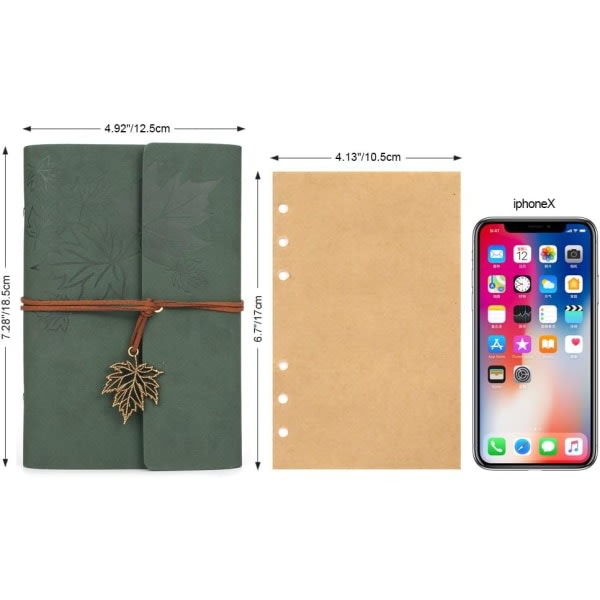 Läder Writing Journal Notebook, Maleden Classic Spiralbunden