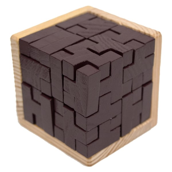 TG IQ-pussel i trä, 3D - Kub brun