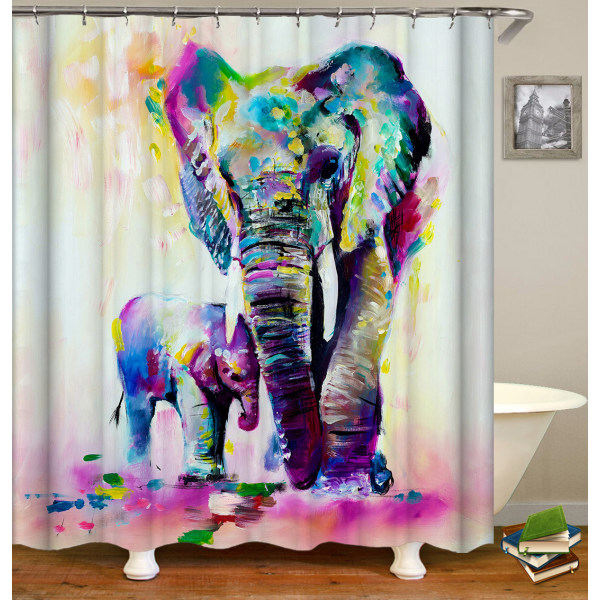 Duschdraperi 3D-tryckt elefant (cx176, ca 180*180cm)