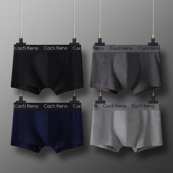 Boxertrosor för män i ren bomull, andningsbara, medelhög midja, 4-pack presentförpackning_yux L