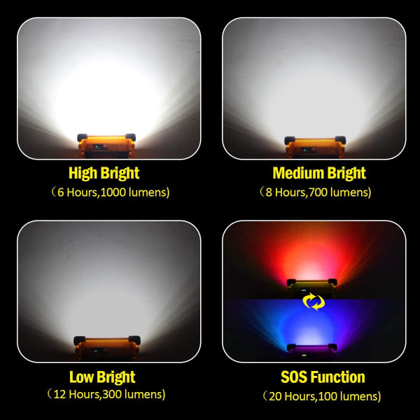TG Uppladdningsbar LED Flood Light 80W 4000 Lumen Bärbar Valonheitin