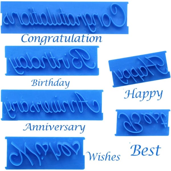 Galaxy 6st Words Cake Form, Grattis på födelsedagen，för tårtdekoration - sininen