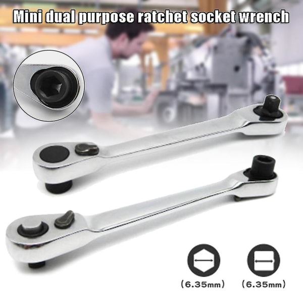 Mini Dobbelt Bruk Ratchet Skrutrekker Grensesnitt Dobbelt Hodet Nøkkel