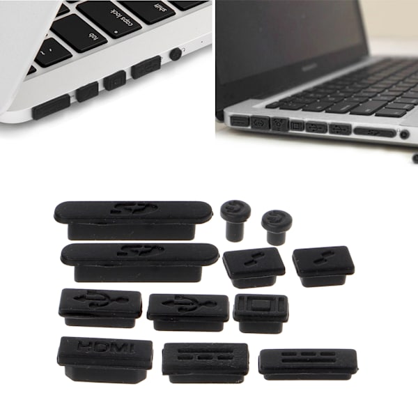 12 kpl/setti Silikon pölynkestävä tulppa Stopper Kit Macbook Air Pro Retina 11\" 13\"