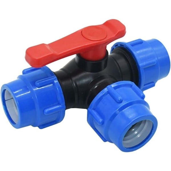 Avstängningskulventil, 25mm trevägs kulventil snabbkoppling PVC PE rör snabbomkopplare T-koppling (Storlek : 25mm)