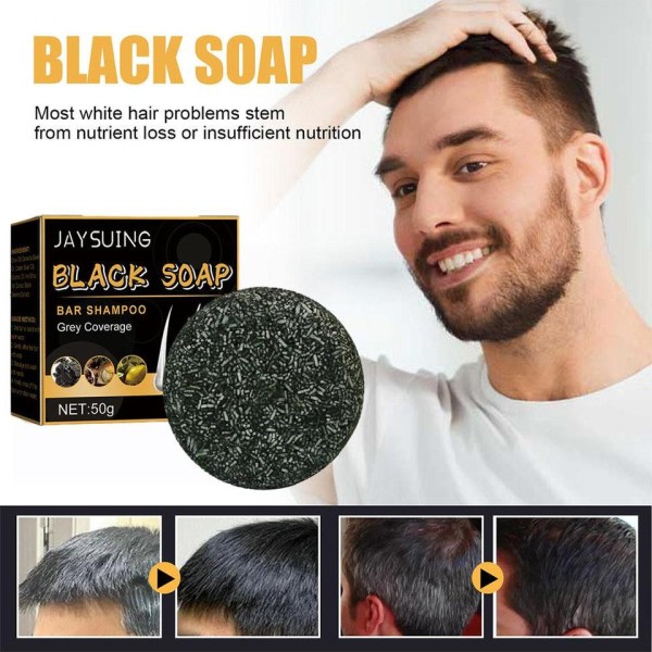 TG Sæbe Hår Mørkning Shampoo Bar Reparation Grå Hvid Hår Farve Shampoo Naturlig Grå Glans Sort Sæbe