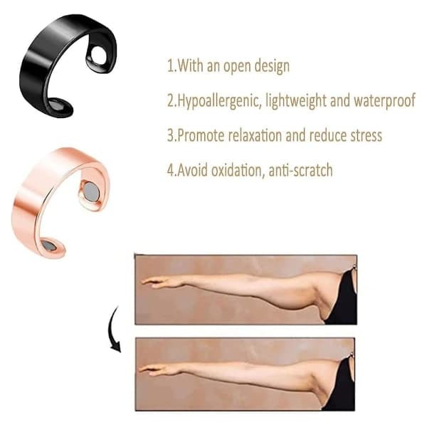 4-pack lymfdränage magnetiska ringar, justerbara lymfdränage ring magnetiska ringar, unisex_yux