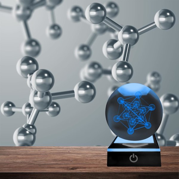 3D Kristallkula Nattlampa med LED-bas, Metatrons Kub Design för Dekoration metatron cube