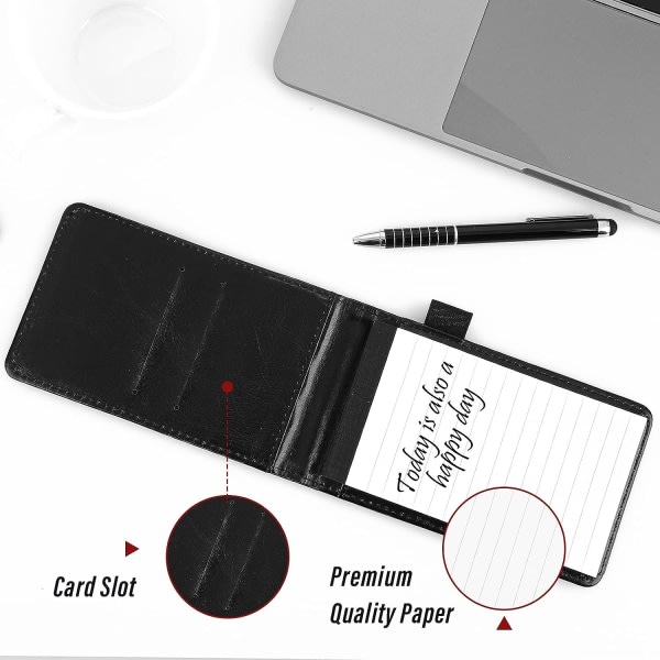 Galaxy Mini läderficka anteckningsbok med penna, liten bärbar anteckningsbok metallpenna för skrivbord
