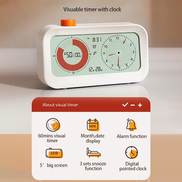 60 Minuters Skrivbordslarm med Visuell Timer